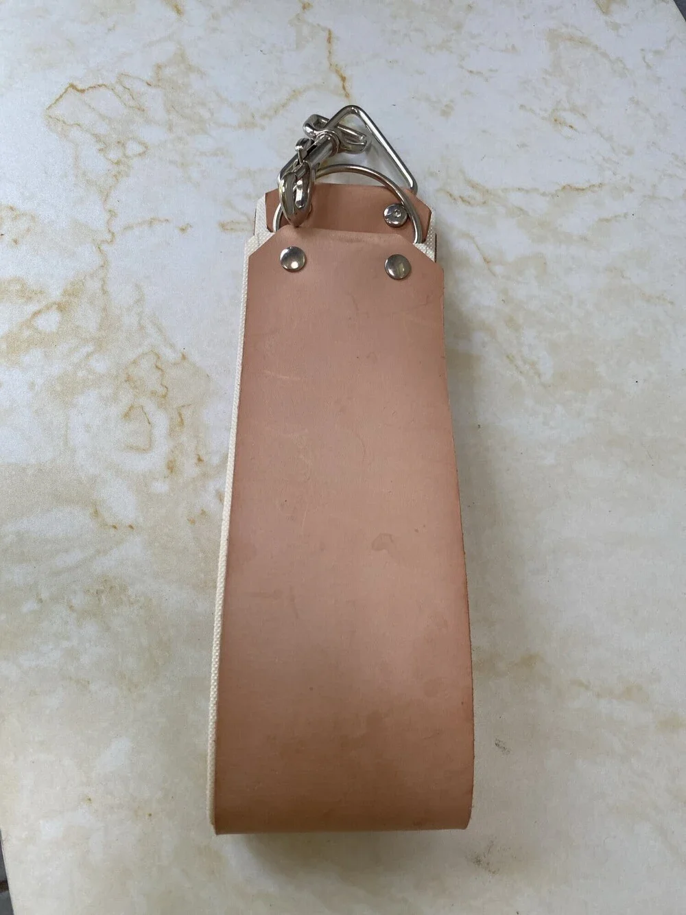 Vintage Tan Leather Canvas Hanging Straight Razor Strop